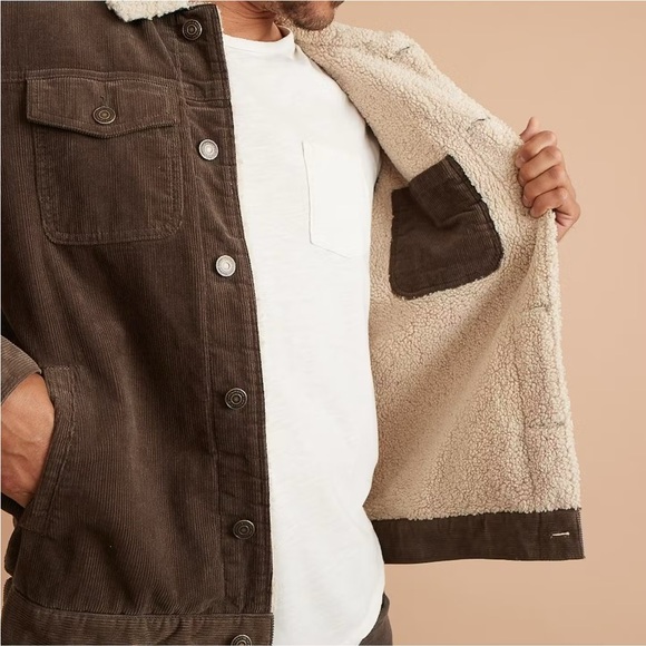 MARINE LAYER Boise Cord Sherpa Trucker Jacket in Major Brown Barn Coat Men’s M - Picture 4 of 16